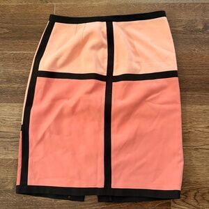 Orange and Coral Colorblocked Lined Skirt - Size 10